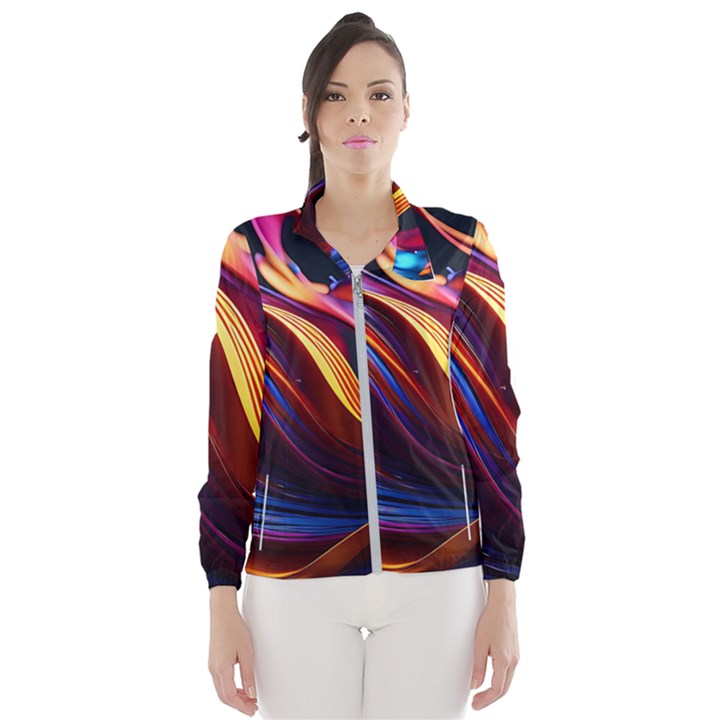 Waves Splash Liquid Paint Wall Women s Windbreaker