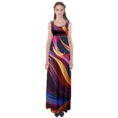 Waves Splash Liquid Paint Wall Empire Waist Maxi Dress