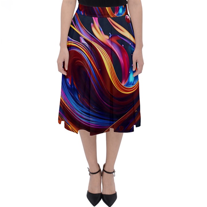 Waves Splash Liquid Paint Wall Classic Midi Skirt