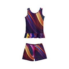 Waves Splash Liquid Paint Wall Kids  Boyleg Swimsuit