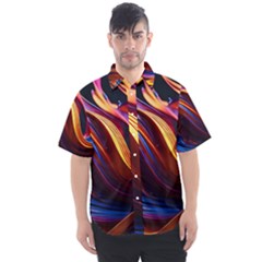 Waves Splash Liquid Paint Wall Men s Short Sleeve Shirt