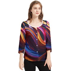 Waves Splash Liquid Paint Wall Chiffon Quarter Sleeve Blouse by Jancukart