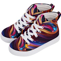 Waves Splash Liquid Paint Wall Kids  Hi-top Skate Sneakers by Jancukart