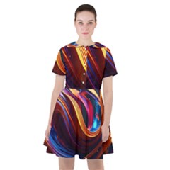 Waves Splash Liquid Paint Wall Sailor Dress by Jancukart