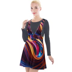 Waves Splash Liquid Paint Wall Plunge Pinafore Velour Dress