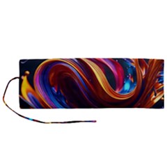 Waves Splash Liquid Paint Wall Roll Up Canvas Pencil Holder (m) by Jancukart