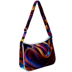 Waves Splash Liquid Paint Wall Zip Up Shoulder Bag by Jancukart