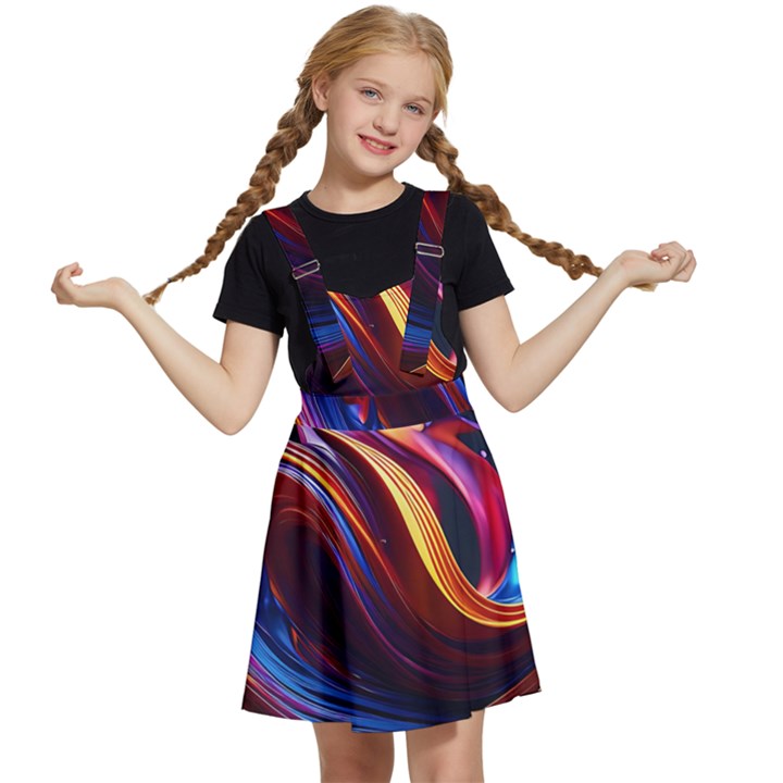 Waves Splash Liquid Paint Wall Kids  Apron Dress