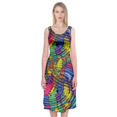 Waves Particles Vibration Atom Physics Technology Midi Sleeveless Dress by Jancukart