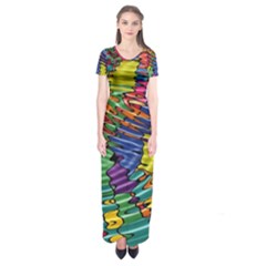 Waves Particles Vibration Atom Physics Technology Short Sleeve Maxi Dress