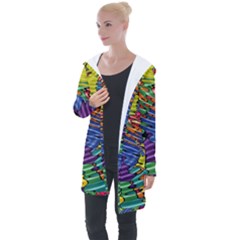 Waves Particles Vibration Atom Physics Technology Longline Hooded Cardigan by Jancukart