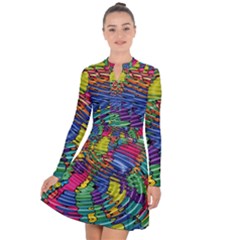 Waves Particles Vibration Atom Physics Technology Long Sleeve Panel Dress by Jancukart