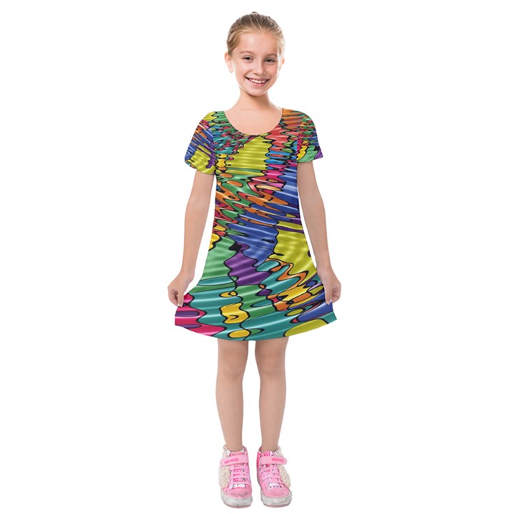 Waves Particles Vibration Atom Physics Technology Kids  Short Sleeve Velvet Dress