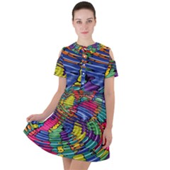 Waves Particles Vibration Atom Physics Technology Short Sleeve Shoulder Cut Out Dress 