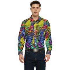 Waves Particles Vibration Atom Physics Technology Men s Long Sleeve Pocket Shirt 