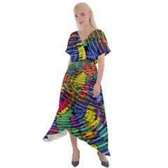 Waves Particles Vibration Atom Physics Technology Cross Front Sharkbite Hem Maxi Dress