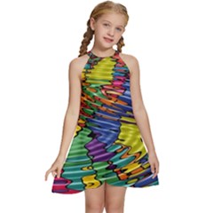 Waves Particles Vibration Atom Physics Technology Kids  Halter Collar Waist Tie Chiffon Dress by Jancukart