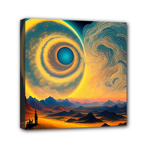 Surrealist Fantasy Dream Moon Space Mini Canvas 6  X 6  (stretched)