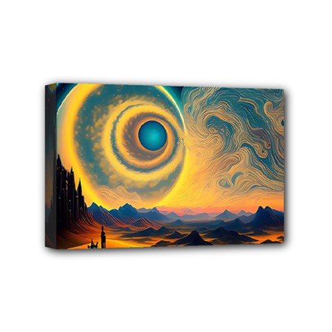 Surrealist Fantasy Dream Moon Space Mini Canvas 6  X 4  (stretched)