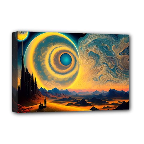 Surrealist Fantasy Dream Moon Space Deluxe Canvas 18  X 12  (stretched)