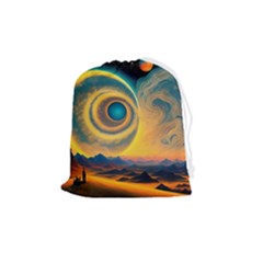 Surrealist Fantasy Dream Moon Space Drawstring Pouch (medium) by Jancukart