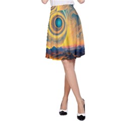 Surrealist Fantasy Dream Moon Space A-line Skirt by Jancukart