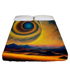 Surrealist Fantasy Dream Moon Space Fitted Sheet (queen Size)