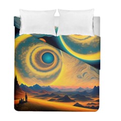 Surrealist Fantasy Dream Moon Space Duvet Cover Double Side (full/ Double Size) by Jancukart