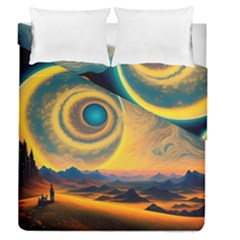 Surrealist Fantasy Dream Moon Space Duvet Cover Double Side (queen Size) by Jancukart