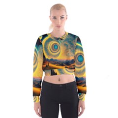 Surrealist Fantasy Dream Moon Space Cropped Sweatshirt by Jancukart