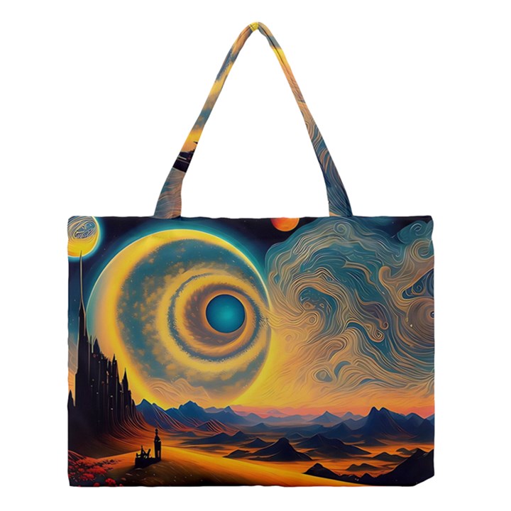 Surrealist Fantasy Dream Moon Space Medium Tote Bag