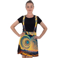 Surrealist Fantasy Dream Moon Space Velvet Suspender Skater Skirt