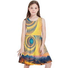 Surrealist Fantasy Dream Moon Space Kids  Skater Dress