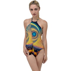 Surrealist Fantasy Dream Moon Space Go With The Flow One Piece Swimsuit by Jancukart