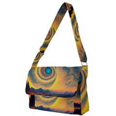 Surrealist Fantasy Dream Moon Space Full Print Messenger Bag (s)