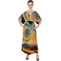 Surrealist Fantasy Dream Moon Space V-Neck Boho Style Maxi Dress View1