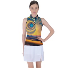 Surrealist Fantasy Dream Moon Space Women s Sleeveless Polo Tee by Jancukart