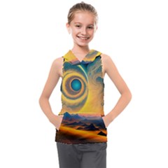 Surrealist Fantasy Dream Moon Space Kids  Sleeveless Hoodie