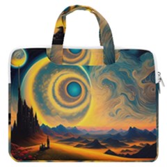 Surrealist Fantasy Dream Moon Space Macbook Pro 16  Double Pocket Laptop Bag  by Jancukart