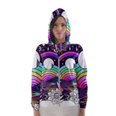 Rainbow Fun Cute Minimal Doodle Drawing Art Women s Hooded Windbreaker