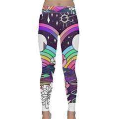 Rainbow Fun Cute Minimal Doodle Drawing Art Classic Yoga Leggings by Jancukart