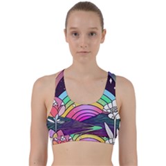 Rainbow Fun Cute Minimal Doodle Drawing Art Back Weave Sports Bra