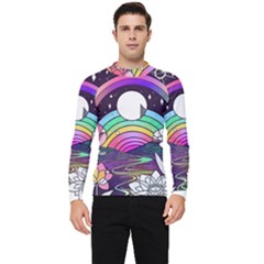 Rainbow Fun Cute Minimal Doodle Drawing Art Men s Long Sleeve Rash Guard