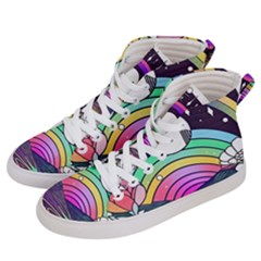 Rainbow Fun Cute Minimal Doodle Drawing Art Men s Hi-top Skate Sneakers