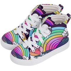 Rainbow Fun Cute Minimal Doodle Drawing Art Kids  Hi-top Skate Sneakers