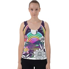 Rainbow Fun Cute Minimal Doodle Drawing Art Velvet Tank Top by Jancukart