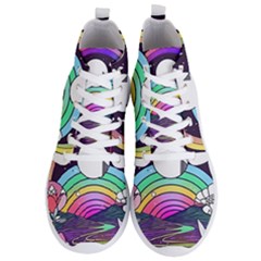 Rainbow Fun Cute Minimal Doodle Drawing Art Men s Lightweight High Top Sneakers