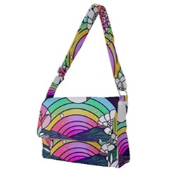 Rainbow Fun Cute Minimal Doodle Drawing Art Full Print Messenger Bag (s)