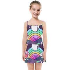 Rainbow Fun Cute Minimal Doodle Drawing Art Kids  Summer Sun Dress by Jancukart