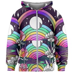 Rainbow Fun Cute Minimal Doodle Drawing Art Kids  Zipper Hoodie Without Drawstring